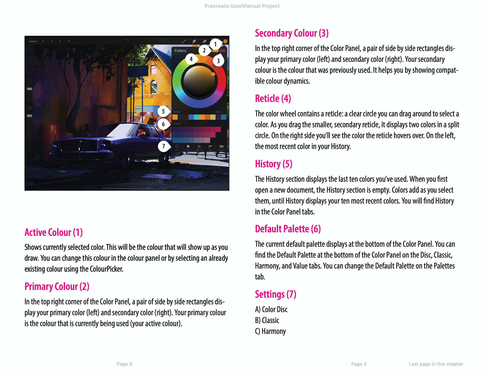 This is a spread from the ebook version of the procreate instruction manual.