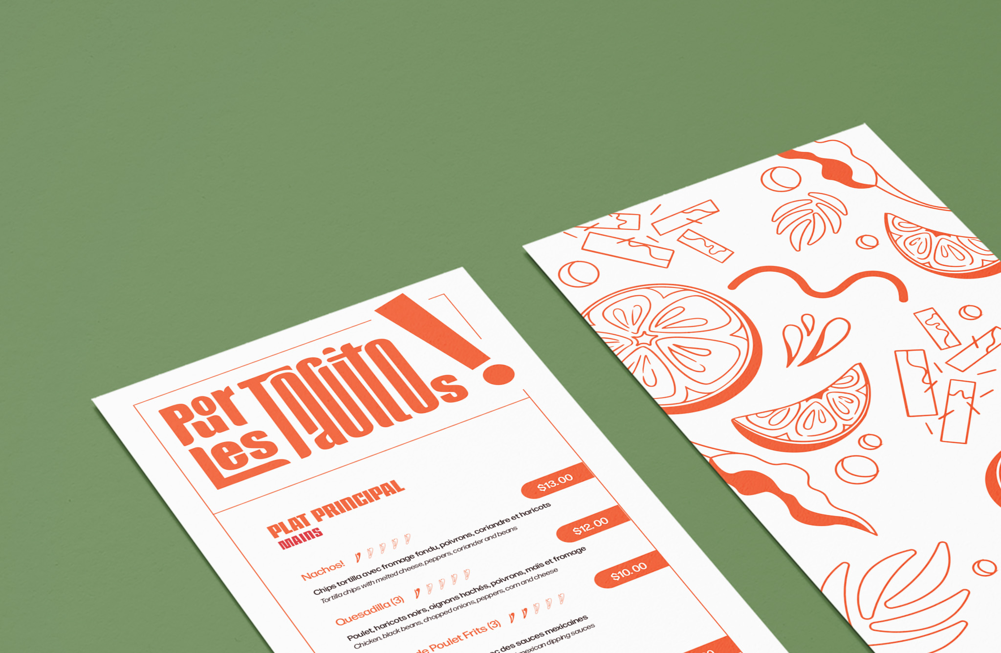 Red and white kids menu for an imagined Mexican restaurant named SuCasa.